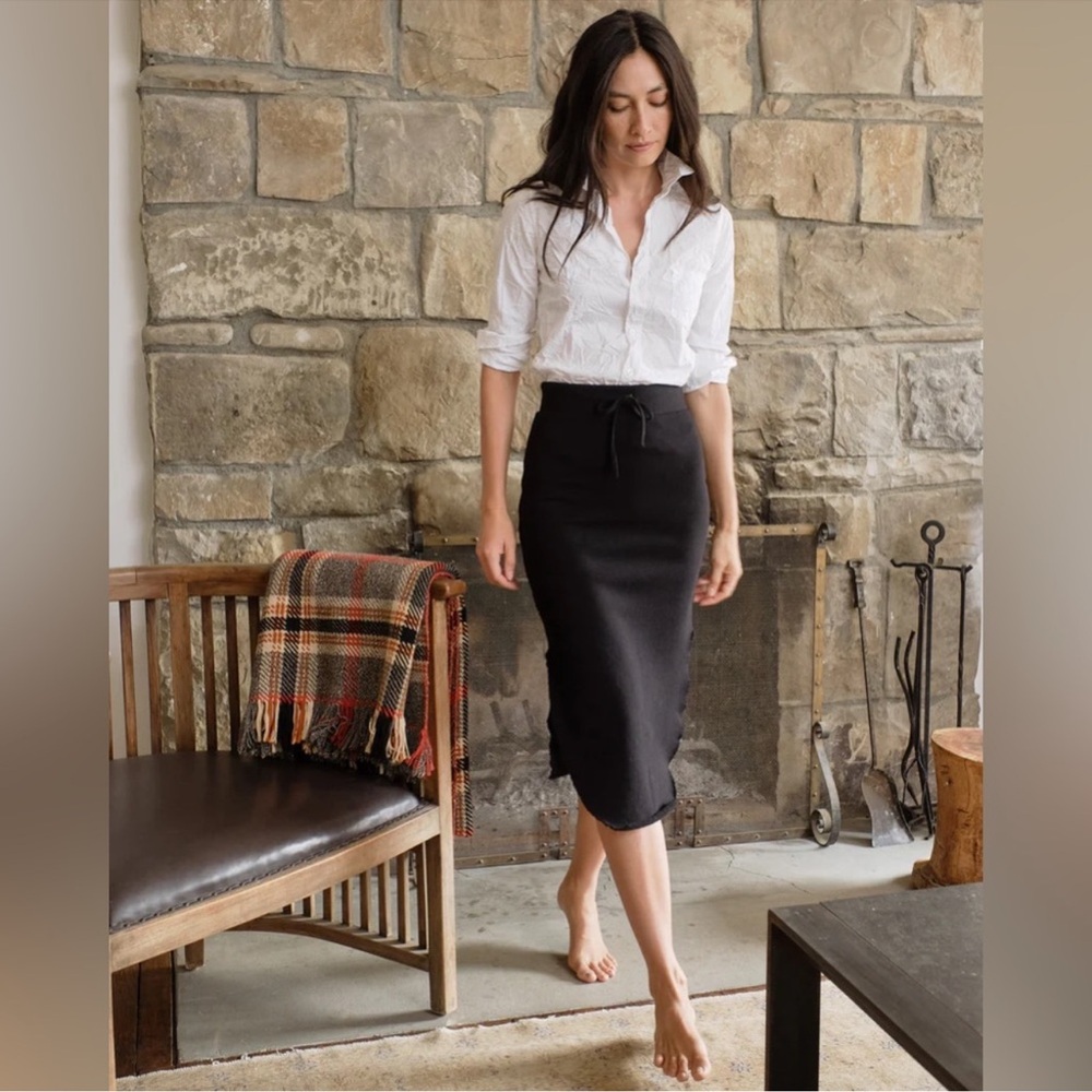 Frank & Eileen Donegal Unforgettable Midi Skirt Triple Fleece Black Small S